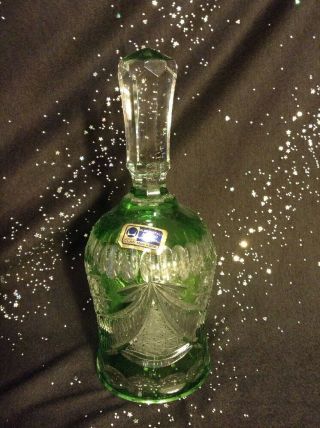 Anna Hutte Bleikristall Hand Cut Crystal Emerald Green Bell Made In Germany 7 "