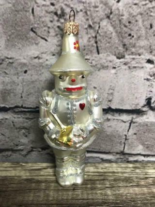 Polonaise Hand Blown Glass Ornament Wizard Of Oz Tin Man Silver 6 " Christmas Hol