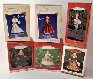 6 Hallmark Keepsake Barbie Christmas Ornaments Collectors Series Cond