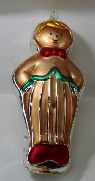 Dept 56 Mercury Glass Ornament Gingerbread Man Tie Hand Blown L32/ac402