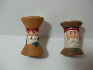 Eddie Walker 2 Santa Claus Face Christmas Sewing Spools Midwest Of Cannon Falls