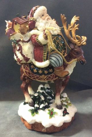 Fitz And Floyd Jolly Old St Nicholas Musical Santa Riding Reindeer