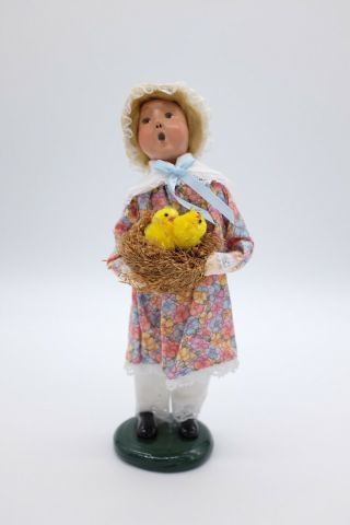 Byers Choice Caroler Easter Girl With Baby Chicks And Nest 2002 Series