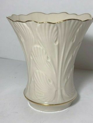 Lenox Vase,  Flared Ivory Embossed Leaf Motif W/gold Trim,  5 1/2 " Tall