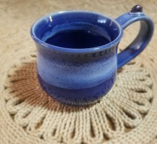 Healing Touch Pottery Cobalt Mug Amethyst Stone Polished Gemstone Hand Crafted
