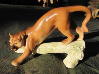 Goebel Mountain Lion Porcelain Figurine 1965 Cougar / Puma - Cond.