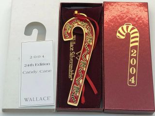 2004 Wallace Silversmiths Christmas Candy Cane Ornament Trains Mib Gold Plt