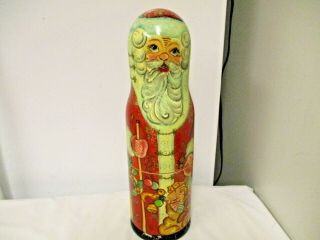Russian G.  Debrekht Hand Made 14 " Santa Bottle Holder - Christmas Holiday