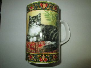Harrods Knightsbridge Fine Bone China Coffee Cup Mug Made In England Cat Design