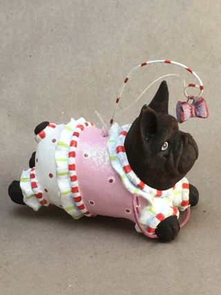 Dept 56 Patience Brewster Krinkles Joyful Bulldog Ornament 4 " Pink