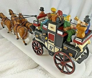Dept 56 Holiday Coach Dickens Village Handpainted Porcelain Horse Drawn Carriage