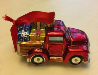 Christopher Radko Red Pick - Up Truck With Presents Christmas Ornament