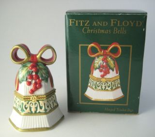 2004 Fitz And Floyd Christmas Bells Hinged Trinket Box