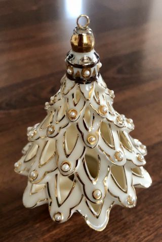 Lenox Porcelain White Christmas Tree Ornament Faux Pearl Lovely