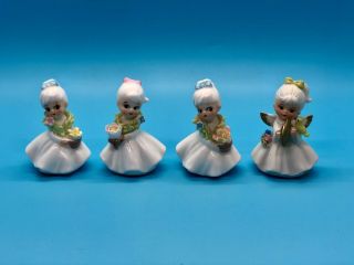 4 Napco Miniature Porcelain Ceramic Flower Girls Japan