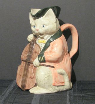 Fitz & Floyd Cat & Fiddle Pitcher Jug 1986 9.  5 Inches Tall Cond