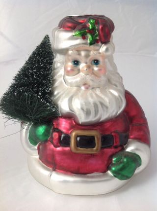 Dept 56 Mercury Glass Santa Taper Candle Holder Christmas Tree Hand Blown Paint