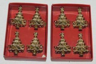 8 Lenox Gold Holiday Noel Christmas Tree Napkin Rings