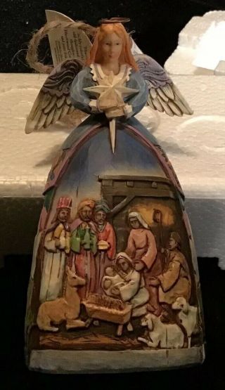 Jim Shore Heartwood Creek Angel With Wrap Around Nativity Ornament C4005767 Euc