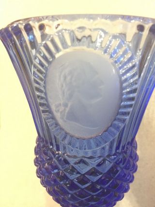 MARTHA AND GEORGE WASHINGTON GLASSWARE,  AVON,  BLUE GLASS FOSTORIA VINTAGE 9 OZ 2
