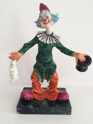 Vintage Charles Serouja & Son Pull A Rabbit Out Of A Hat Clown Statue