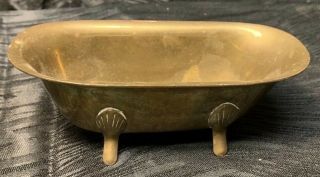 Vtg Solid Brass Claw Foot Bathtub Mini Soap Dish Doll House Furniture Jewelry