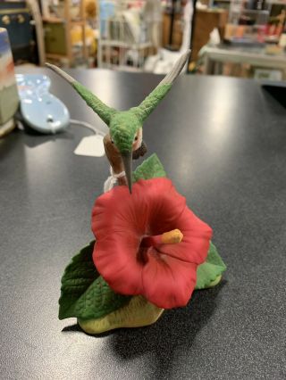Andrea By Sadek Hummingbird Porcelain Bird Flower Figurine