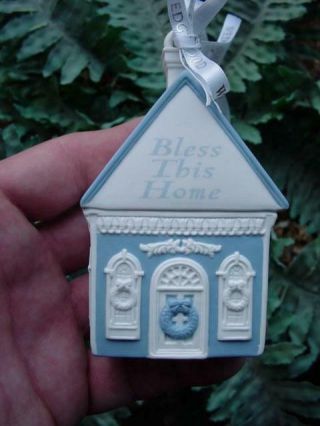 Wedgwood - Blue Jasperware - Bless This Home - Christmas Ornament