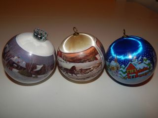 Vintage Hallmark Christmas Ornament Satin Ball (3) 1982 & 1983