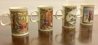Dunoon Mug - Set Of 4 - Christmas Cheer Series Made In Scotland Euc Vintage Design