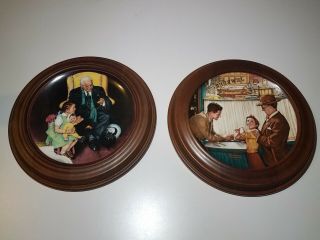 Norman Rockwell Plates " A Time To Keep " And " Tender Loving Care " Framed