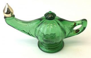 Empty Avon Aladdins Lamp Bird Of Paradise Foaming Bath Oil Green Bottle