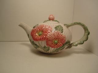 Fitz & Floyd Flowered Tea Pot Holds 32 Oz Made In Japan Pre Own