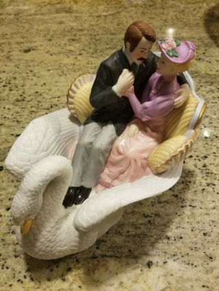 1995 Lenox Carousel Courtship Porcelain Figurine Victorian Couple In Swan Buggy