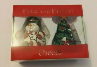 2006 Ff Fitz And Floyd Christmas Salt & Pepper Shakers Snowman Christmas Tree