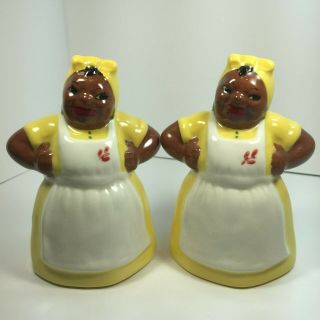 African American Apron Cooking Collectible Salt And Pepper Shakers 5 " Tall