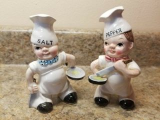 Cook Chef Hat Salt Pepper Shaker Set Ceramic Japan