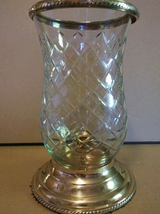 Brass And Glass Candle Holder Vintage
