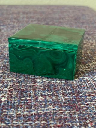Solid Green Stone Malachite Mini Trinket Treasure Lidded Keepsake Box