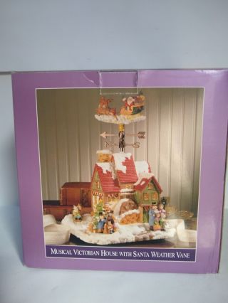 Classic Treasures Musical Victorian House With Santa Weather Vane Deck The Halls