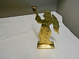 Heavy Solid Brass Angel Taper Candle Holder Dated 1985 Great Christmas Decor