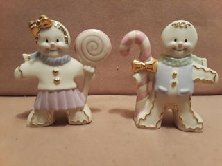 Lenox Gingerbread Man & Girl Christmas Salt & Pepper Shakers Set Figurine