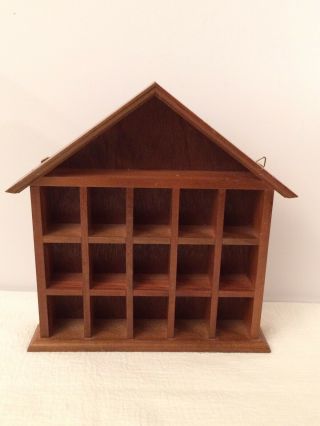 Vintage Wood Hanging Or Standing Miniature House Shadow Box Wall Shelf