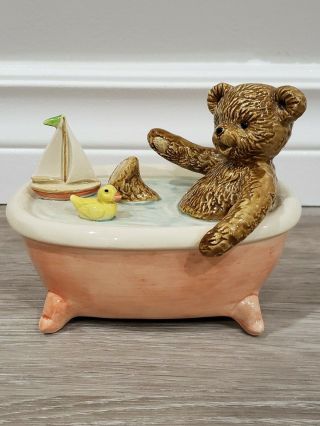Vintage Otagiri Music Box Teddy Bear Bathtub My Favourite Things Japan