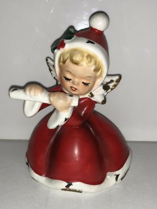 Vintage Napcoware Japan Christmas Girl Angel Figurine X - 7258 Playing Flute