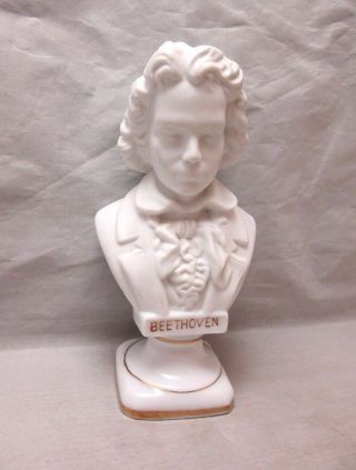 Vintage Andrea By Sadek White Porcelain Beethoven Bust.  Music Composer