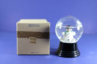 Vintage Austrian Bisque Snowman Snow Globe With Hard Plastic Bottom Box