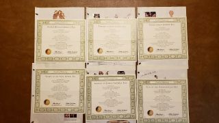 Franklin House Of Faberge Jeweled Egg Certificates Of Authenticity.  6pc