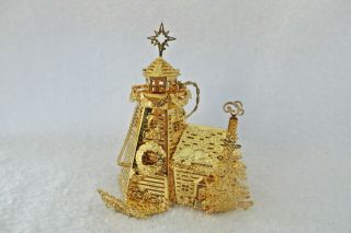 Holiday Lighthouse 2008 Danbury 23kt Gold Electroplate Ornament