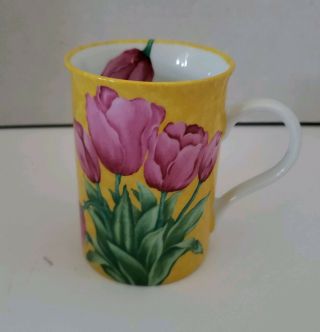Barnes & Noble Booksellers Pink Tulip Yellow Coffee Tea Mug Cup Artist Signed